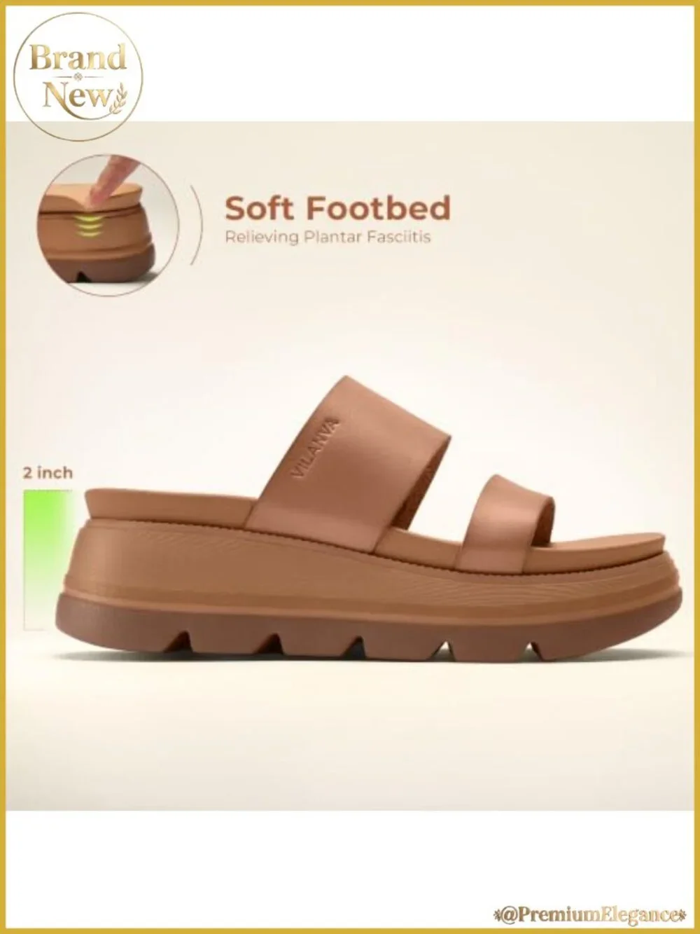 Women's Platform Slide Sandals 2 Inch Chunky Double Strap Slip-On Cushioned